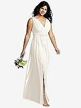 Alt View 4 Thumbnail - Ivory Sleeveless Draped Chiffon Maxi Dress with Front Slit