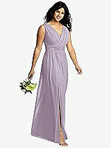 Alt View 4 Thumbnail - Lilac Haze Sleeveless Draped Chiffon Maxi Dress with Front Slit