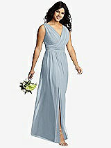 Alt View 4 Thumbnail - Mist Sleeveless Draped Chiffon Maxi Dress with Front Slit