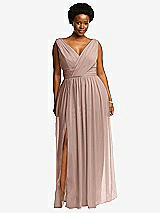 Front View Thumbnail - Neu Nude Sleeveless Draped Chiffon Maxi Dress with Front Slit