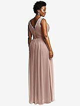 Rear View Thumbnail - Neu Nude Sleeveless Draped Chiffon Maxi Dress with Front Slit