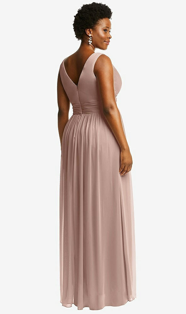 Back View - Neu Nude Sleeveless Draped Chiffon Maxi Dress with Front Slit