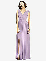 Alt View 3 Thumbnail - Pale Purple Sleeveless Draped Chiffon Maxi Dress with Front Slit