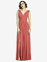 Alt View 3 Thumbnail - Coral Pink Sleeveless Draped Chiffon Maxi Dress with Front Slit