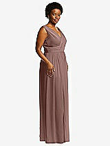 Alt View 1 Thumbnail - Sienna Sleeveless Draped Chiffon Maxi Dress with Front Slit