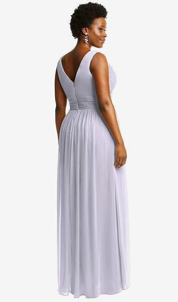 Back View - Silver Dove Sleeveless Draped Chiffon Maxi Dress with Front Slit