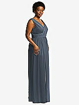 Alt View 1 Thumbnail - Silverstone Sleeveless Draped Chiffon Maxi Dress with Front Slit