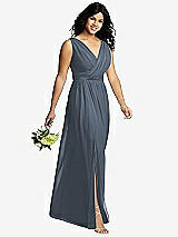 Alt View 4 Thumbnail - Silverstone Sleeveless Draped Chiffon Maxi Dress with Front Slit