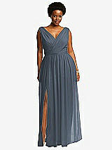 Front View Thumbnail - Silverstone Sleeveless Draped Chiffon Maxi Dress with Front Slit