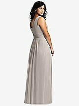 Alt View 2 Thumbnail - Taupe Sleeveless Draped Chiffon Maxi Dress with Front Slit