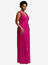 Alt View 1 Thumbnail - Think Pink Sleeveless Draped Chiffon Maxi Dress with Front Slit