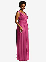 Alt View 1 Thumbnail - Tea Rose Sleeveless Draped Chiffon Maxi Dress with Front Slit