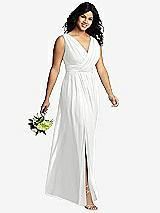 Alt View 4 Thumbnail - White Sleeveless Draped Chiffon Maxi Dress with Front Slit