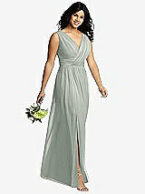 Alt View 4 Thumbnail - Willow Green Sleeveless Draped Chiffon Maxi Dress with Front Slit