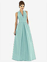 Alt View 1 Thumbnail - Seaside Sleeveless Pleated Skirt Dupioni Dress with Pockets