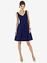 Alt View 1 Thumbnail - Electric Blue V-Neck Sleeveless Cocktail Length Dress