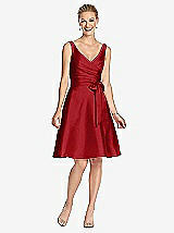 Front View Thumbnail - Garnet V-Neck Sleeveless Cocktail Length Dress