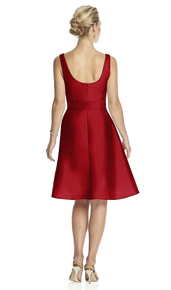 Back View - Garnet V-Neck Sleeveless Cocktail Length Dress