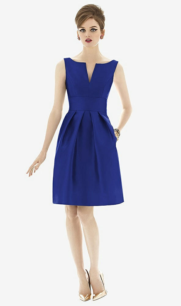 Front View - Cobalt Blue Alfred Sung Bridesmaid Dress D654