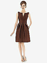 Front View Thumbnail - Cognac Alfred Sung Bridesmaid Dress D654