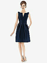 Front View Thumbnail - Midnight Navy Alfred Sung Bridesmaid Dress D654