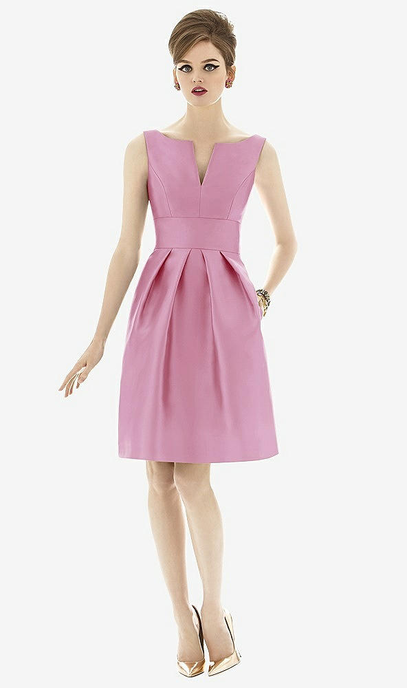 Front View - Powder Pink Alfred Sung Bridesmaid Dress D654