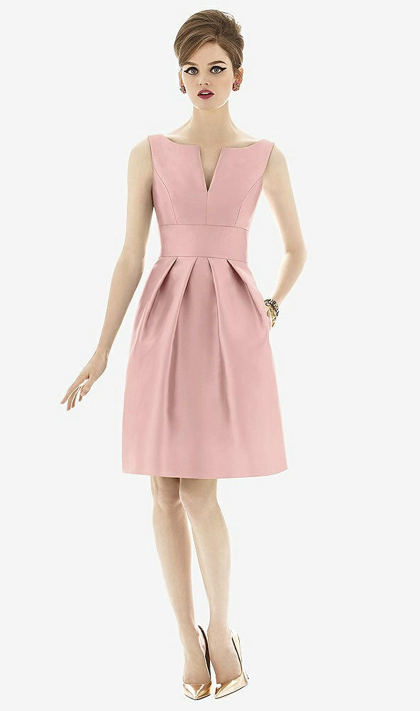 Front View - Rose - PANTONE Rose Quartz Alfred Sung Bridesmaid Dress D654