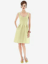 Front View Thumbnail - Butter Yellow Cocktail Sleeveless Satin Twill Dress