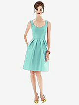 Front View Thumbnail - Coastal Cocktail Sleeveless Satin Twill Dress