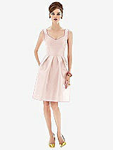 Front View Thumbnail - Blush Cocktail Sleeveless Satin Twill Dress