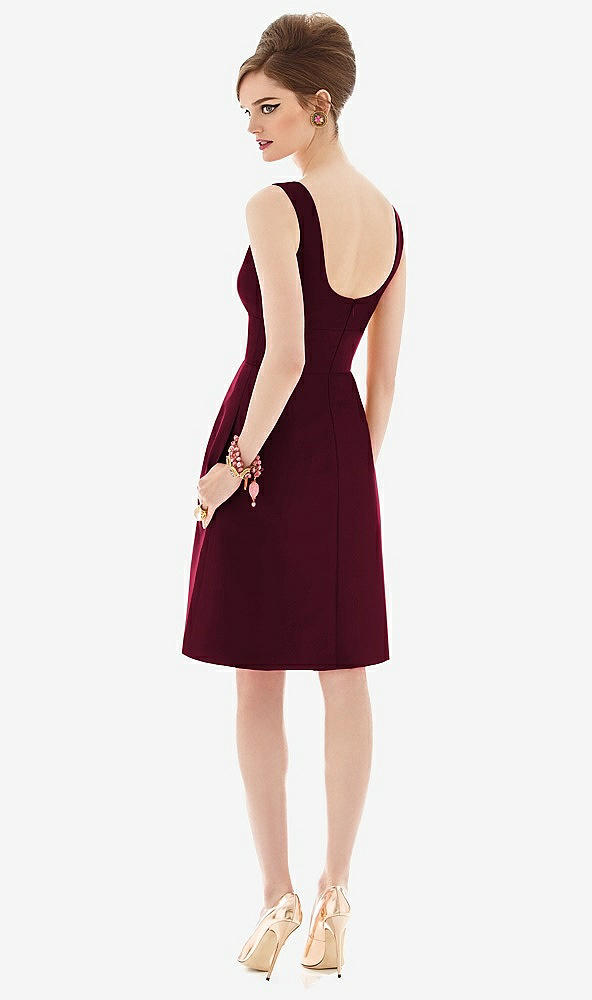 Back View - Cabernet Cocktail Sleeveless Satin Twill Dress