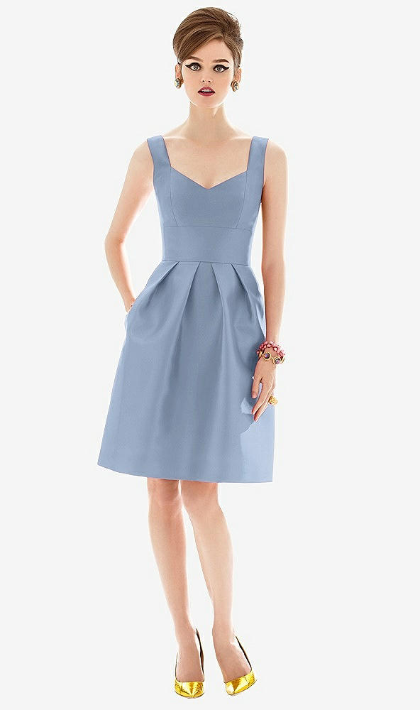 Front View - Cloudy Cocktail Sleeveless Satin Twill Dress