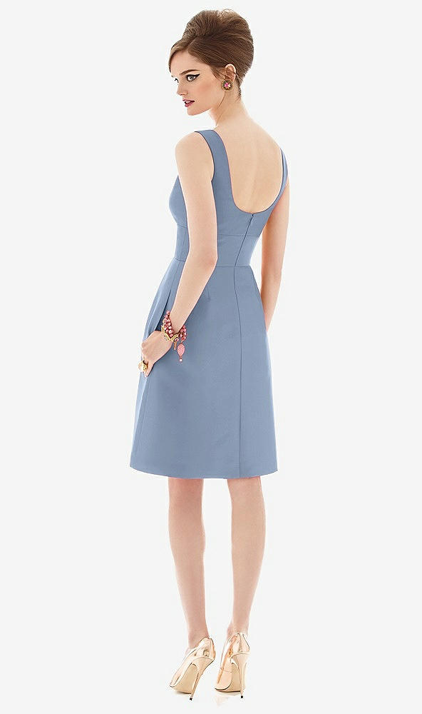 Back View - Cloudy Cocktail Sleeveless Satin Twill Dress