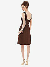 Rear View Thumbnail - Cognac Cocktail Sleeveless Satin Twill Dress