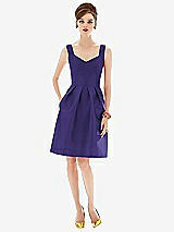 Front View Thumbnail - Grape Cocktail Sleeveless Satin Twill Dress