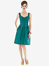 Front View Thumbnail - Jade Cocktail Sleeveless Satin Twill Dress