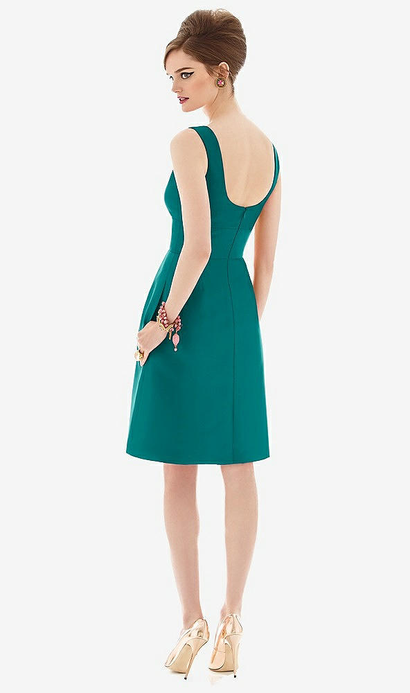 Back View - Jade Cocktail Sleeveless Satin Twill Dress