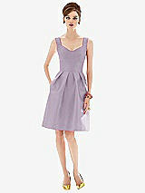 Front View Thumbnail - Lilac Haze Cocktail Sleeveless Satin Twill Dress