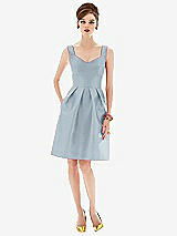 Front View Thumbnail - Mist Cocktail Sleeveless Satin Twill Dress