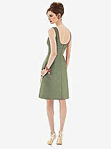 Rear View Thumbnail - Sage Cocktail Sleeveless Satin Twill Dress