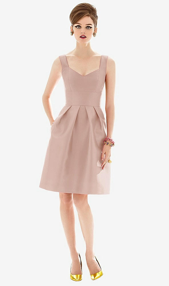 Front View - Toasted Sugar Cocktail Sleeveless Satin Twill Dress