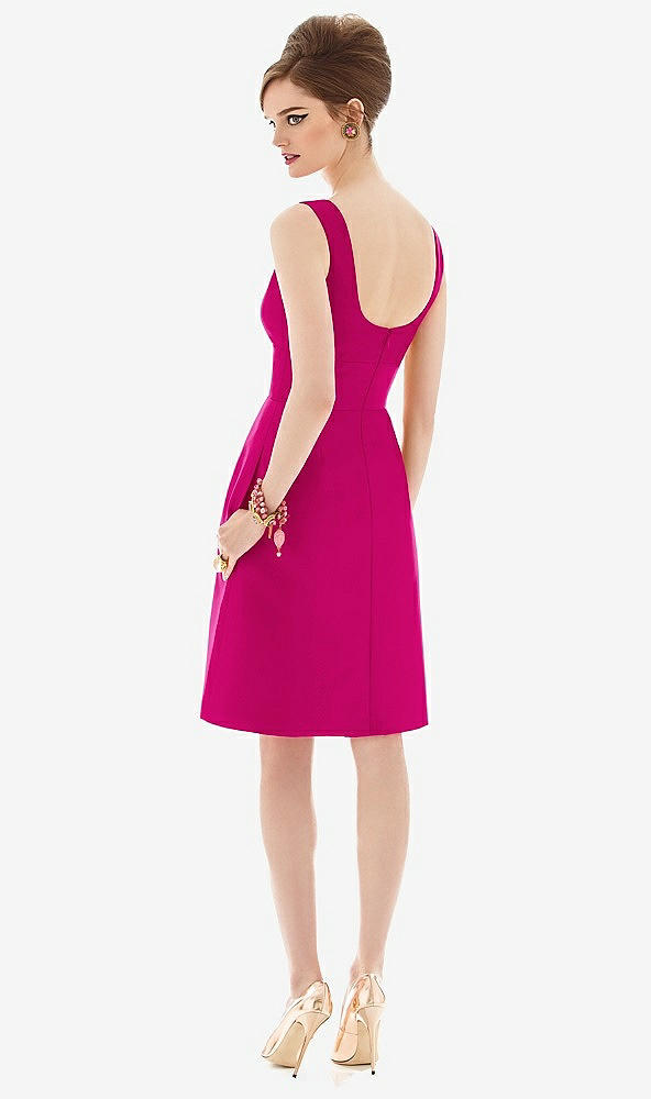 Back View - Think Pink Cocktail Sleeveless Satin Twill Dress