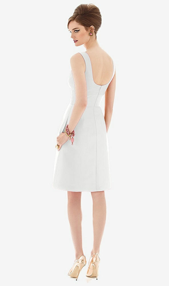 Back View - White Cocktail Sleeveless Satin Twill Dress