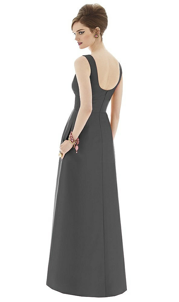 Back View - Gunmetal Alfred Sung Bridesmaid Dress D659