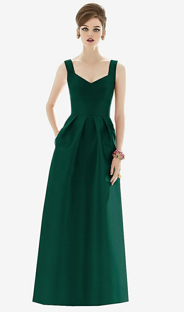 Front View - Hunter Green Alfred Sung Bridesmaid Dress D659