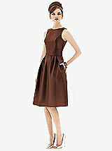 Front View Thumbnail - Cognac Alfred Sung Open Back Cocktail Dress D660