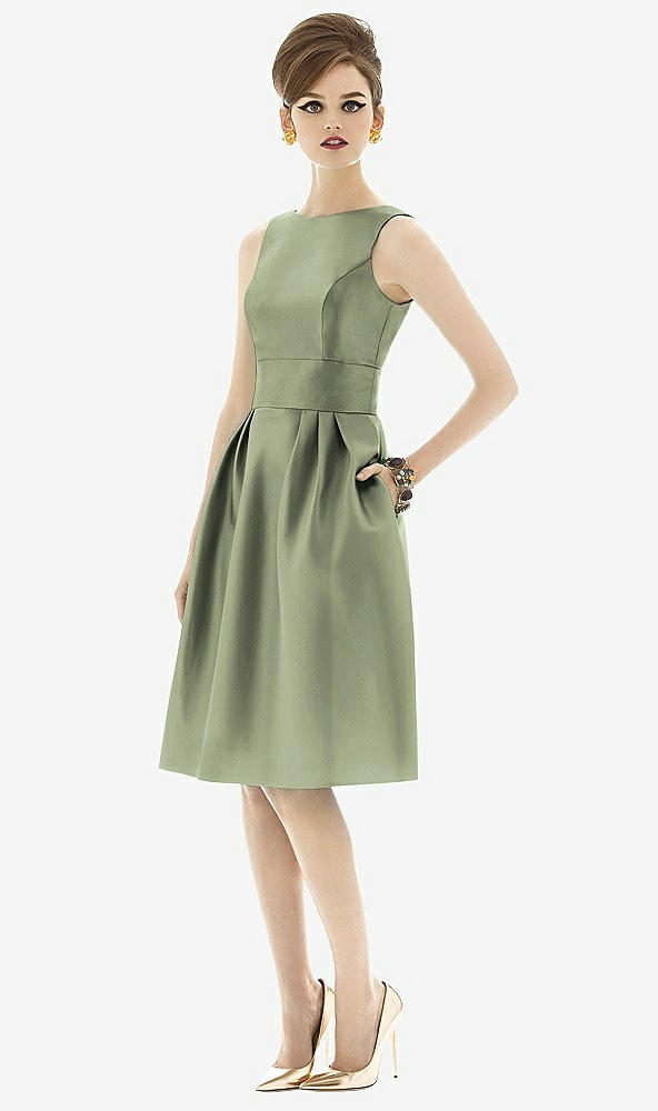 Front View - Sage Alfred Sung Open Back Cocktail Dress D660