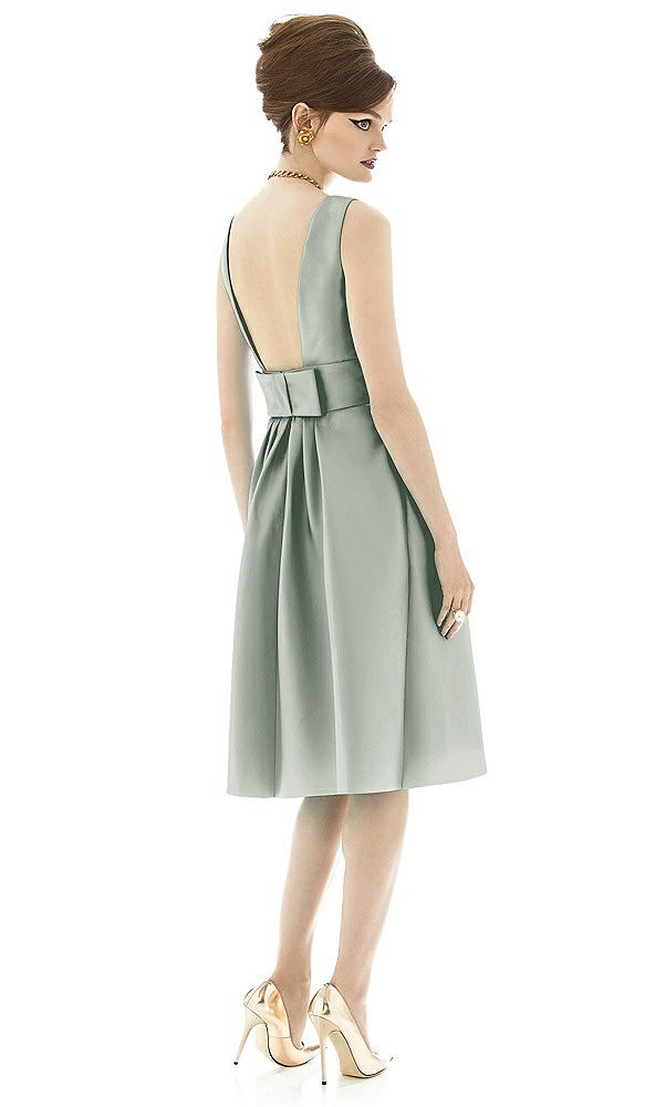 Back View - Willow Green Alfred Sung Open Back Cocktail Dress D660