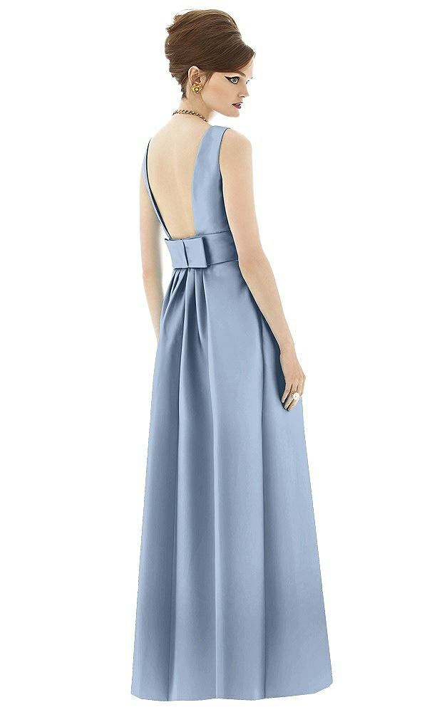 Back View - Cloudy Alfred Sung Open Back Satin Twill Gown D661