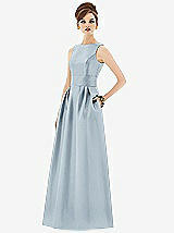 Front View Thumbnail - Mist Alfred Sung Open Back Satin Twill Gown D661